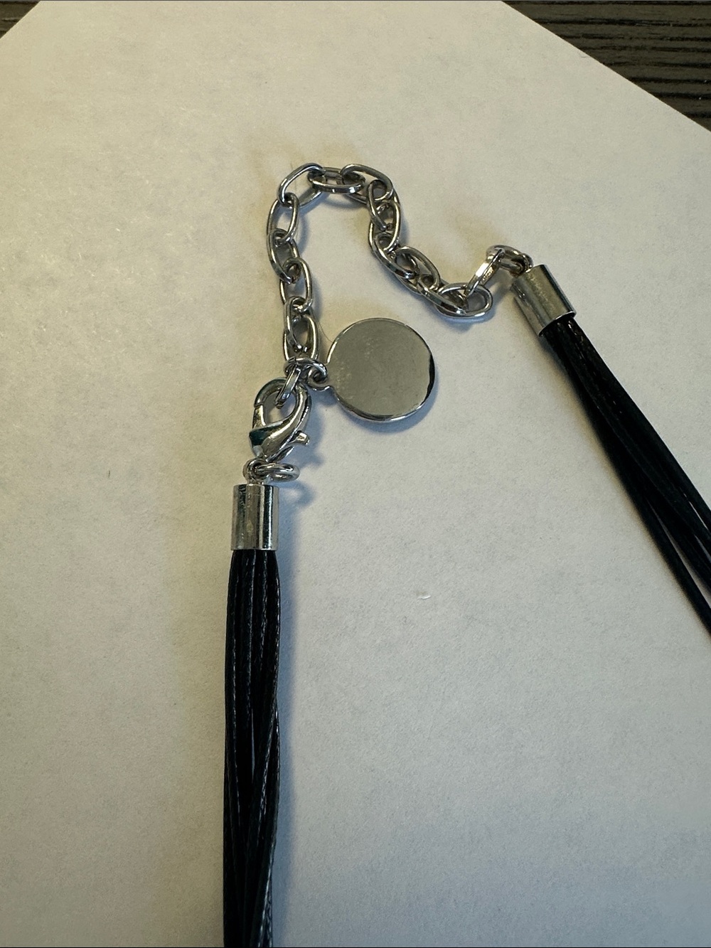 Women’s Black Cord Necklace with Blue, White & Green Pendant - Picture 3 of 4